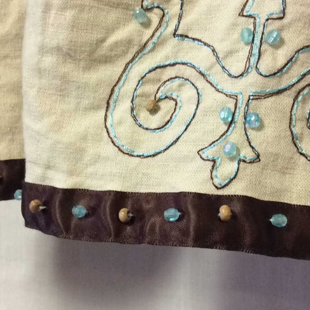 Luciano DantΓ© Beaded Beige, Brown, Blue Skirt sz14 - Picture 3 of 7